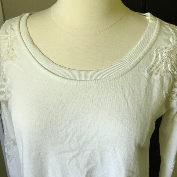 Free People Lace Sleeve Sweatshirt XS - Picture 3 of 8